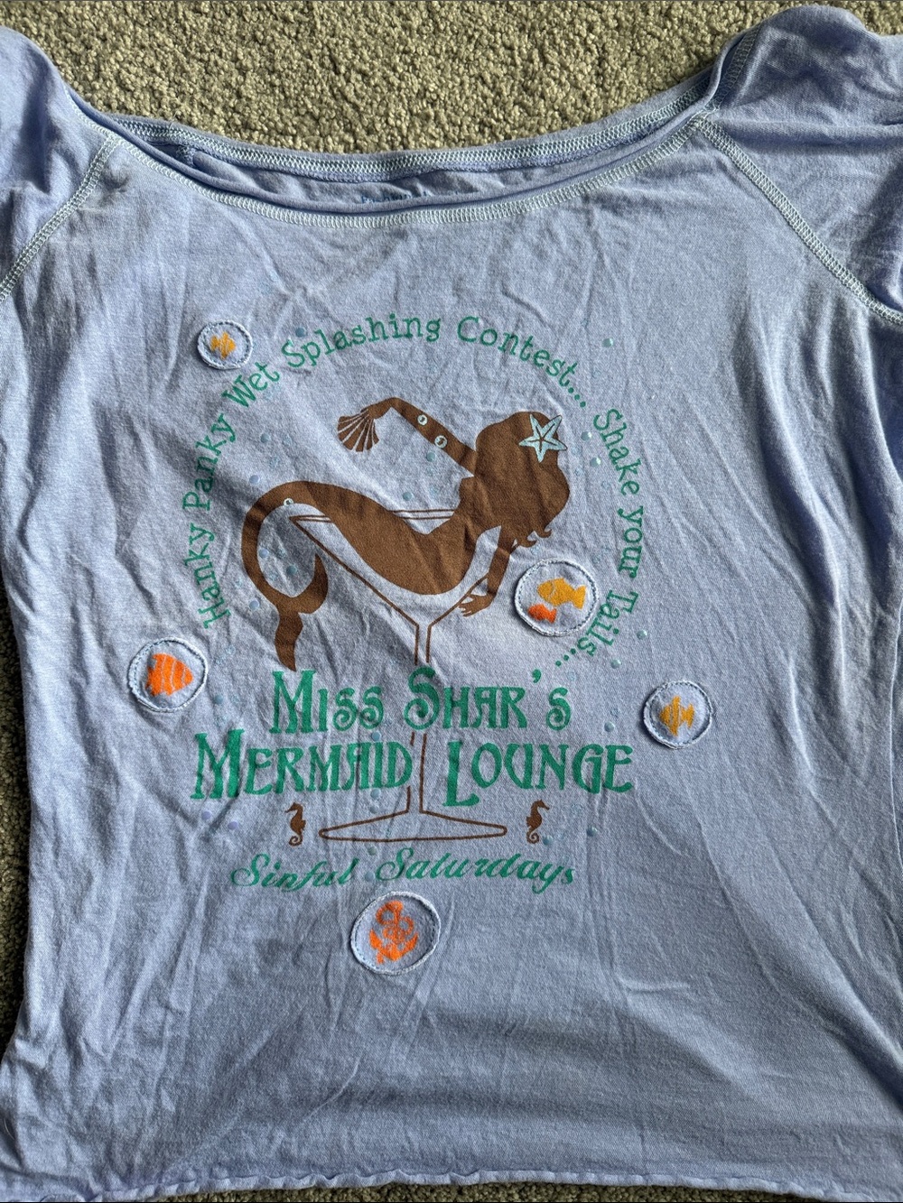 Miss Shar's Mermaid Lounge Graphic Tee - Light Blue